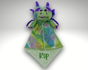 Personalized Dragon Lovey, Custom Baby Blanket, Embroidered Lovey, Personalized Security Blanket , Personalized Baby Blankie, Dragon Blanket