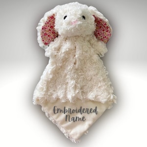 Personalized Bunny Lovey, Custom Baby Blanket, Embroidered Lovey, Personalized Security Blanket , Personalized Baby Blankie, Bunny Blanket