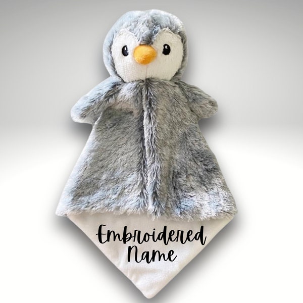 Personalized Penguin Lovey • Custom Baby Blanket • Embroidered Lovey • Personalized Security Blanket • Monogrammed Lovey • Monogram Baby