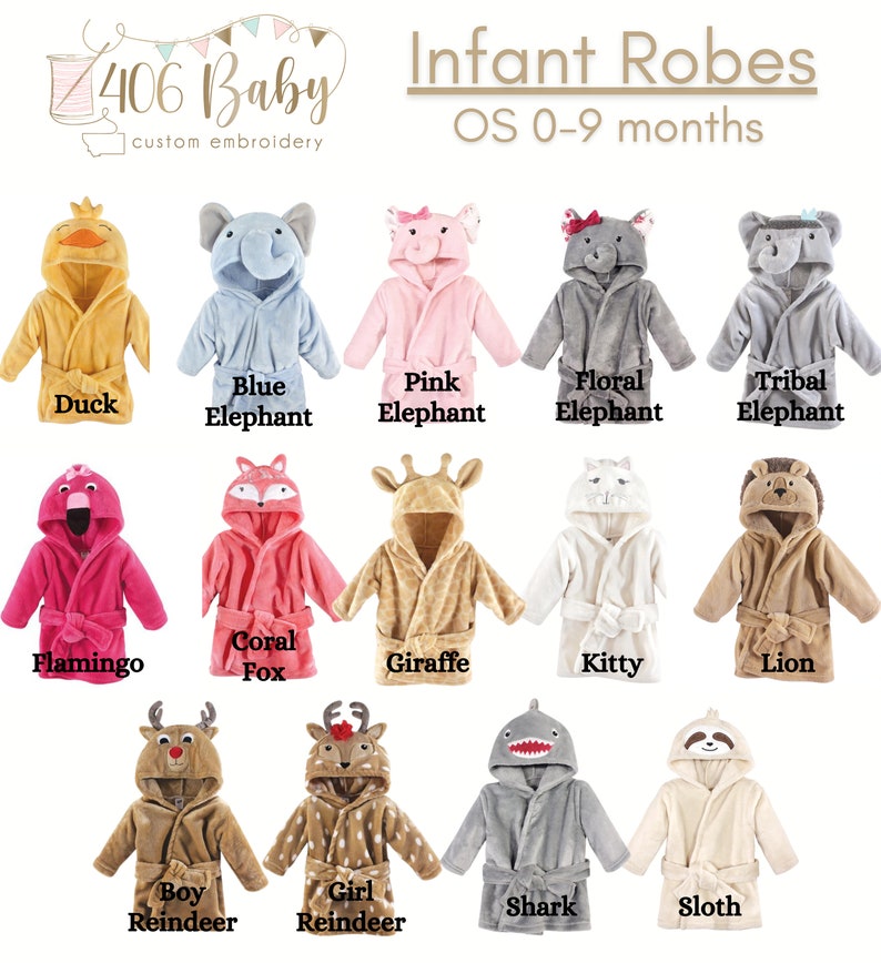 Personalized Baby Bathrobe, Infant Bath Robe, Embroidered Bathrobe, Hooded Bathrobe, Custom Monogram Bathrobe, Personalized Baby Gift, 0-9mo image 2