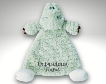 Personalized Alligator Lovey with Rattle, Custom Baby Blanket, Embroidered Lovey, Personalized Security Blanket , Personalized Baby Blankie
