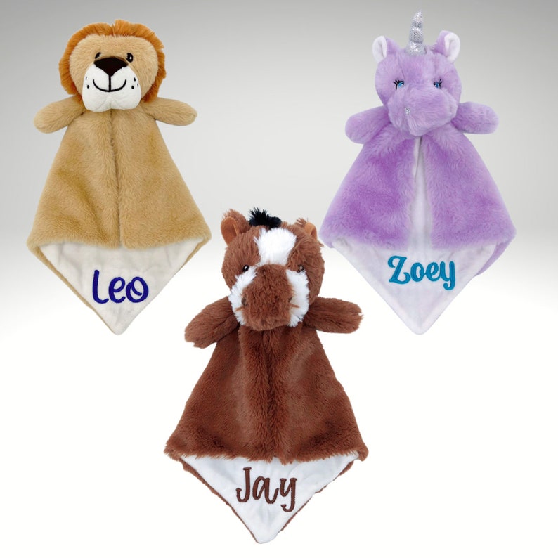 Personalized Animal Lovey Custom Baby Lovey Embroidered Etsy