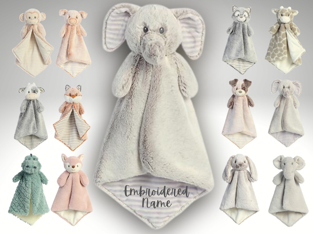 Personalized Animal Lovey Custom Baby Lovey Embroidered Lovey Personalized Baby Blankie