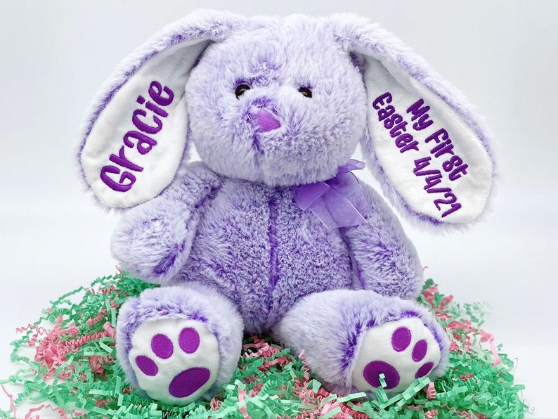 Personalized Easter Bunny Embroidered Bunny Custom Bunny with Name My 1st Easter Bunny Personalized Bunny Monogrammed Easter Gift Purple