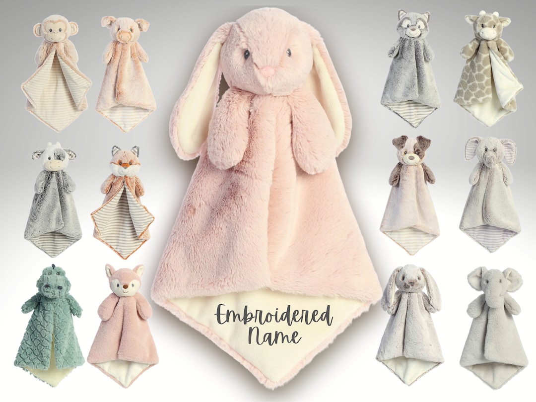 Personalized Animal Lovey Custom Baby Lovey Embroidered Lovey Personalized Baby Blankie