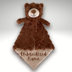 Personalized Bear Lovey, Custom Baby Blanket, Embroidered Lovey, Personalized Security Blanket , Personalized Baby Blankie, Bear Nusery
