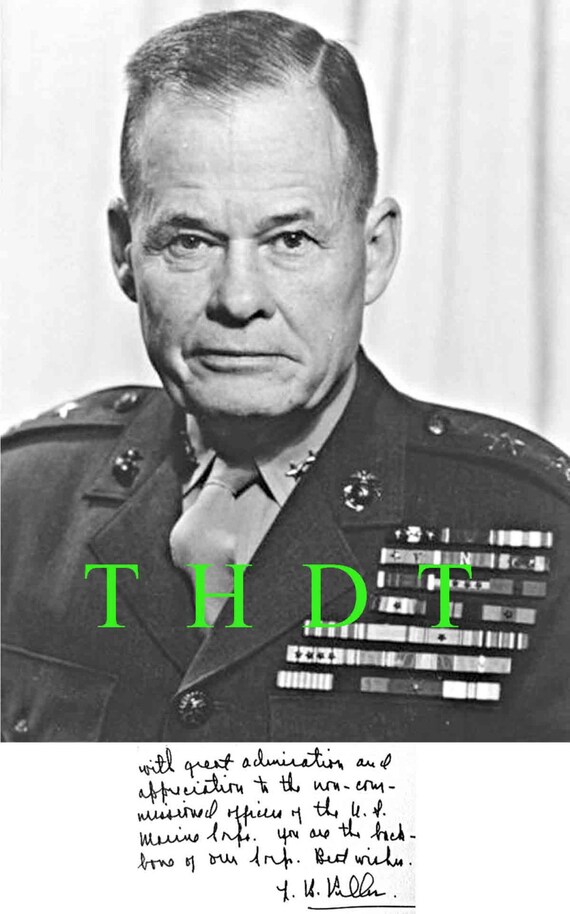 Items similar to Gen "Chesty" Puller USMC WW2 Autograph Reprintt 8 1/2