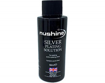 Nushine Silver Plating Solution 50ml - permanently plate PURE SILVER on worn silver, Brass, Copper & Bronze, ecofriendly formulation