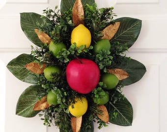Williamsburg Decor Colonial Williamsburg Style Spray Fruit Door Decoration Magnolia And Boxwood Christmas Decor Leaves