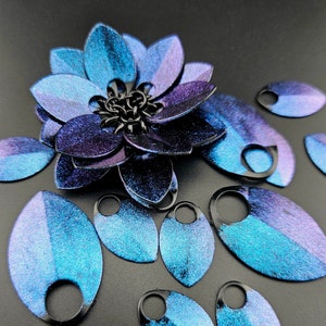 Small/Large Polycarbonate Dragon Scales Black Base Color: Stardust -- Multiple Pack Sizes Available *Hand Painted To Order*