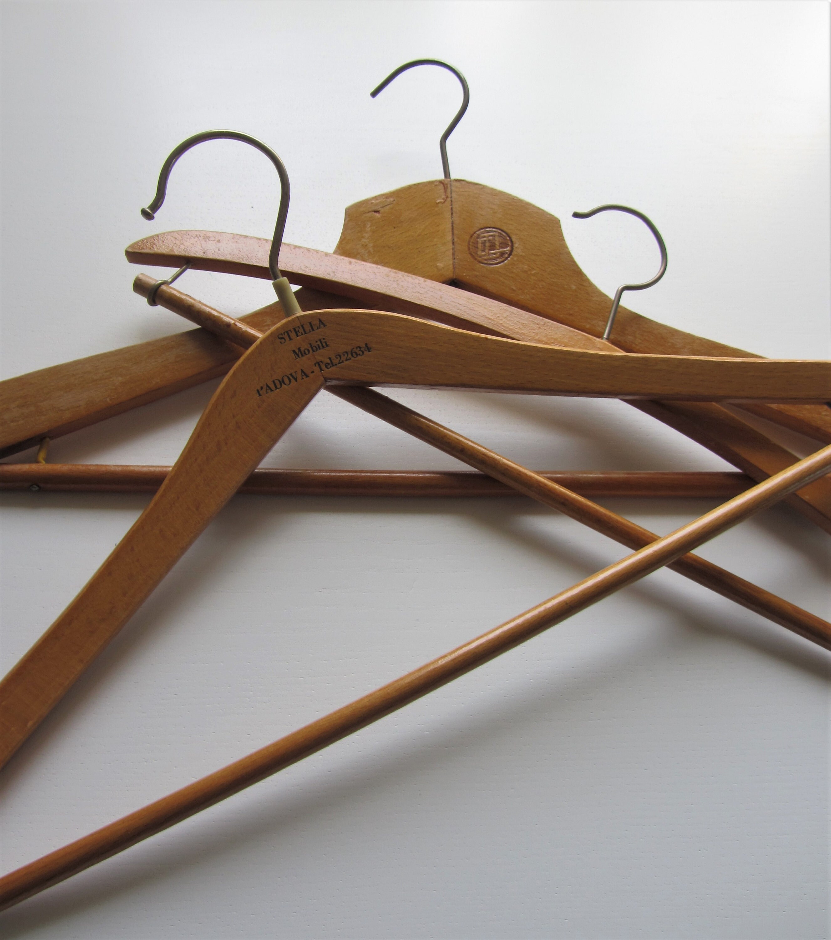Set of Three Vintage Wooden Hangers From Different Periods Etsy UK
