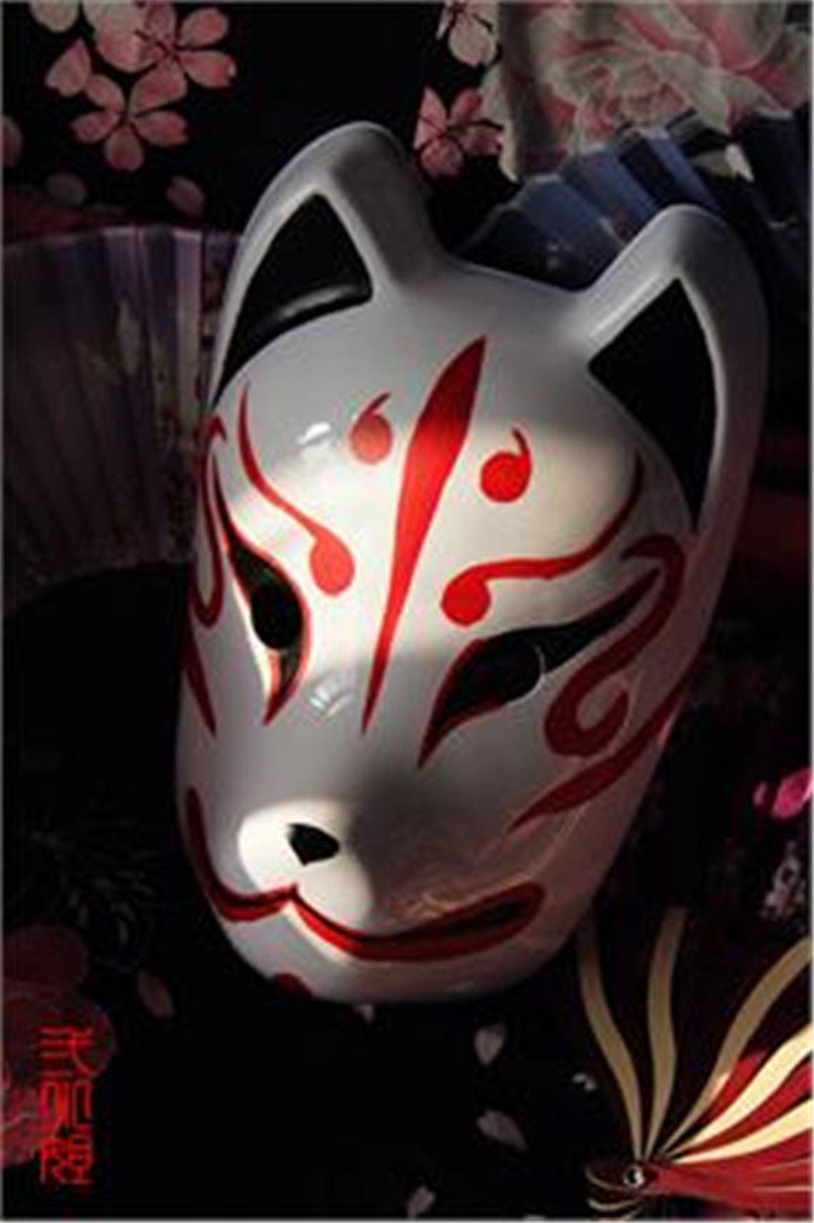 Full Face HandPainted Japanese Fox Mask Kitsune Cosplay Etsy