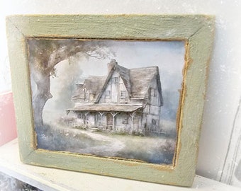 Dollhouse Miniature, Cottage Farmhouse No.1:1, Handmade Framed Art