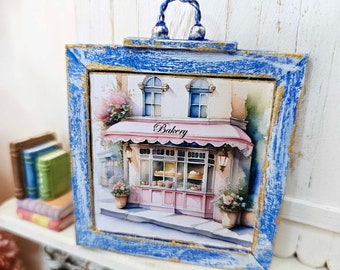 Dollhouse Miniature, Pink Bakery Shop No.1, Handmade Wooden Framed Art