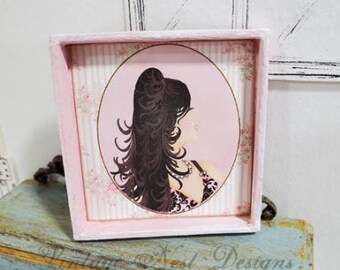 Dollhouse Miniature, Glamour Girl No.1:1, Handmade Miniature Framed Art