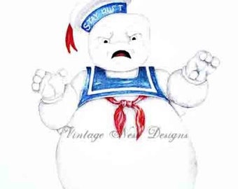 Digital Print, Stay Puft No.1, Watercolor Painting