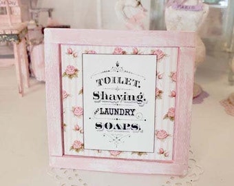 Dollhouse Miniature, Toilet Shaving No.1:3, Handmade Miniature Framed Art