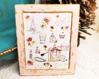 Dollhouse Miniature, You're Beautiful No.1, Handmade Wooden Framed Art