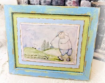 Dollhouse Miniature, Always Golf No.1:1, Handmade Wooden Framed Art