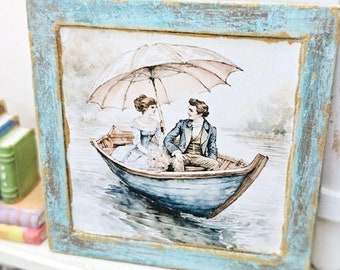 Dollhouse Miniature, Romantic Couple No.1, Handmade Framed Art