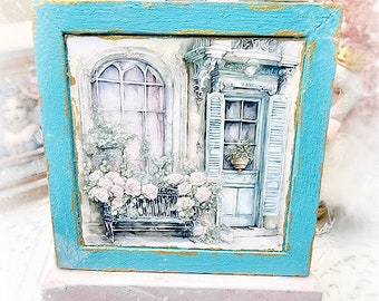 Dollhouse Miniature, Window Scene No.1, Handmade Framed Art