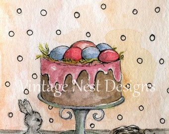 Digital Print, Easter Cake No.1, Watercolor Painting