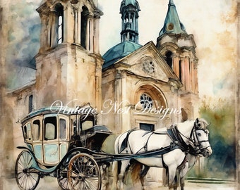 Digital Print, Horse & Carriage No.1, Illustration