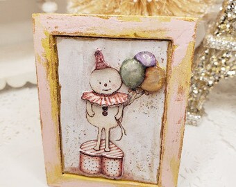 Dollhouse Miniatuure, Birthday Wishes for You in 3D, Handmade Wooden Framed Art