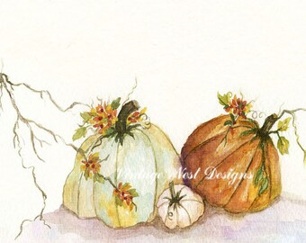 Digital Print, Rugged Pumpkins No.1, Watercolor Painting