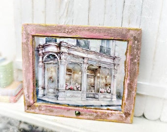 Dollhouse Miniature, French Store No.4:1, Handmade Wooden Framed Art