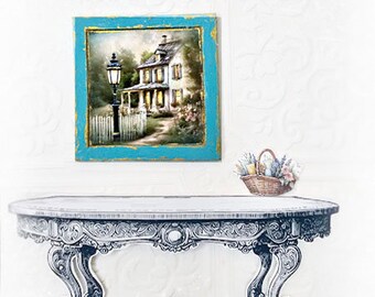 Dollhouse Miniature, Cottage Farmhouse No.1:5, Handmade Framed Art