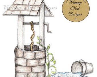 Wishing Well Graphic No.1, Digital Illustrations