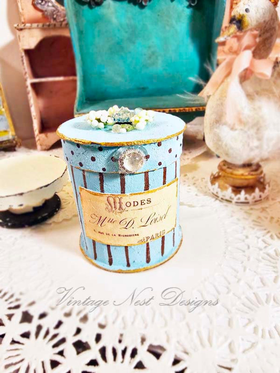 Dollhouse Miniature Hat Box No.148 Handmade Etsy