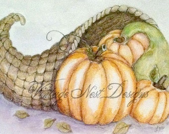 Digital Print, Pumpkins No.9, Watercolor Painting