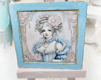 Dollhouse Miniature, Marie Antoinette No.4:1, Handmade Wooden Framed Art