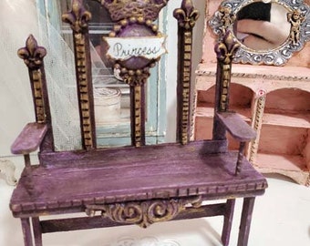 Dollhouse Miniature ,Shabby Princess Bench No.5, Handmade Furniture Bench