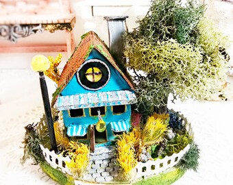 Miniature Putz House No.46, One of a Kind, Handmade for Shadow Box