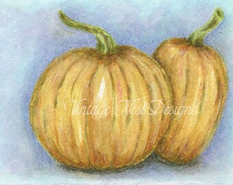 Digital Print, Pumpkins No.5, Watercolor Painting