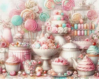 Digital Print, Pastel Sweets No.1, Illustration