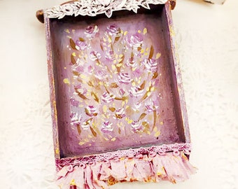 Dollhouse Miniature, Cabinet Shelf No.104, Lavender, Handmade Wooden Art