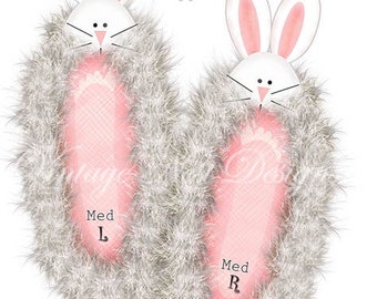 Digital Print, My Fuzzy Bunny Slippers No.1, Illustration