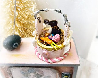 Dollhouse Miniature, Easter Basket No.30, Handmade