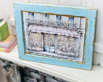 Dollhouse Miniature, French Store No.2, Handmade Framed Art