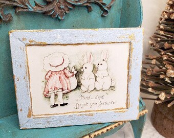 Dollhouse Miniature, Don't Forget your Baskets No.1:1, Handmade Wooden Framed Art