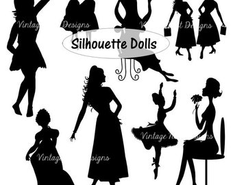 Vector Silhouette Dolls, Digital Illustrations