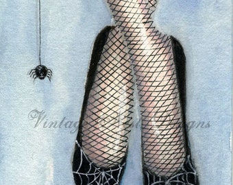 Digital Print, Spider Web Shoes No.1, Watercolor Painting