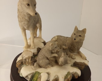 Crosa Ceramic Wolf Family Figurine - 1996