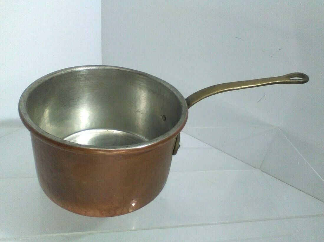 Pentole Agnelli Copper Casserole Pan with Handle, Diameter 22 cm Silver