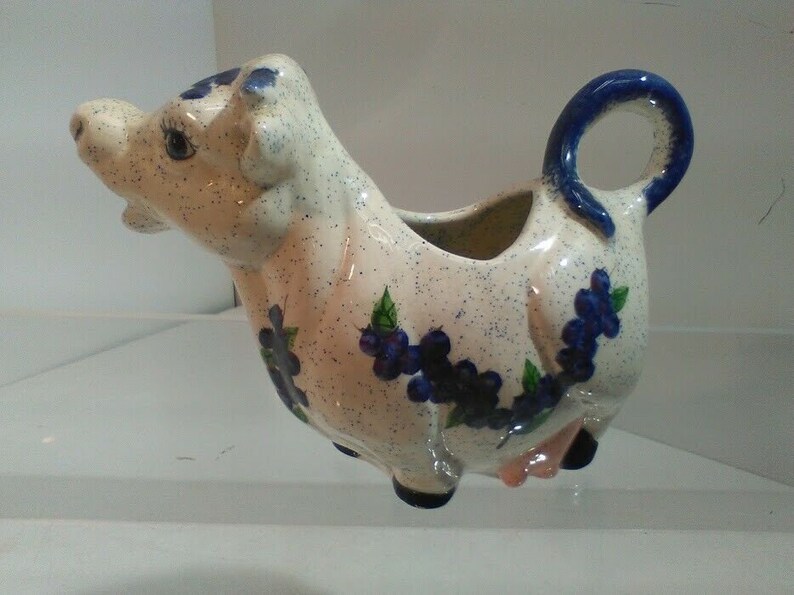 Japan Vintage Ceramic with Blue Milk Vintage Cow Creamer