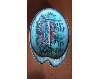 Posacenere in ceramica vintage con souvenir della Florida e splendido design dei giardini di cipressi